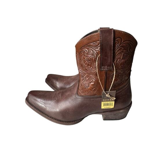 Roper NEW Dusty Tooled Ankle Snip Short Cowboy Boots Women’s Size 10 Brown - Picture 5 of 9